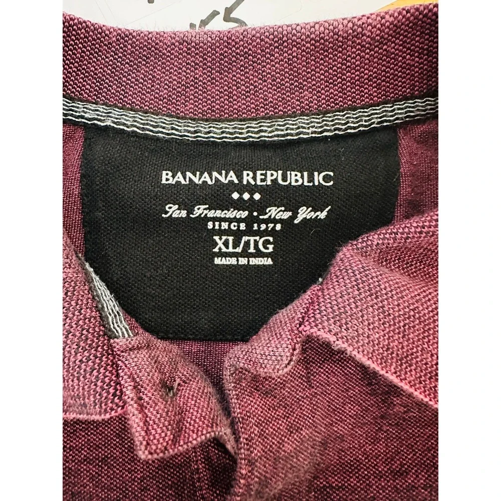 Banana Republic Polo Shirt Men Maroon Heathered Elephant Logo Casual Workwear XL